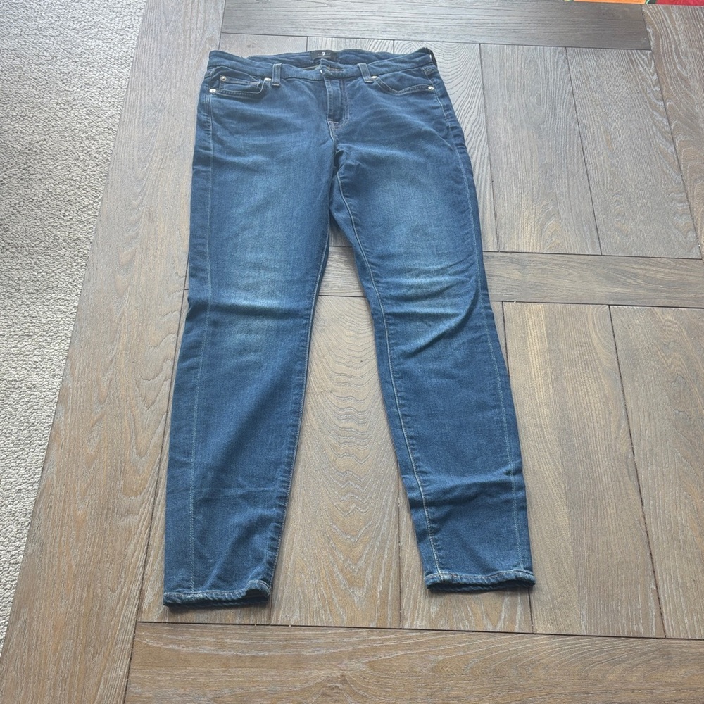 7 For All Mankind Dark Blue Skinny Jeans 29” inseam